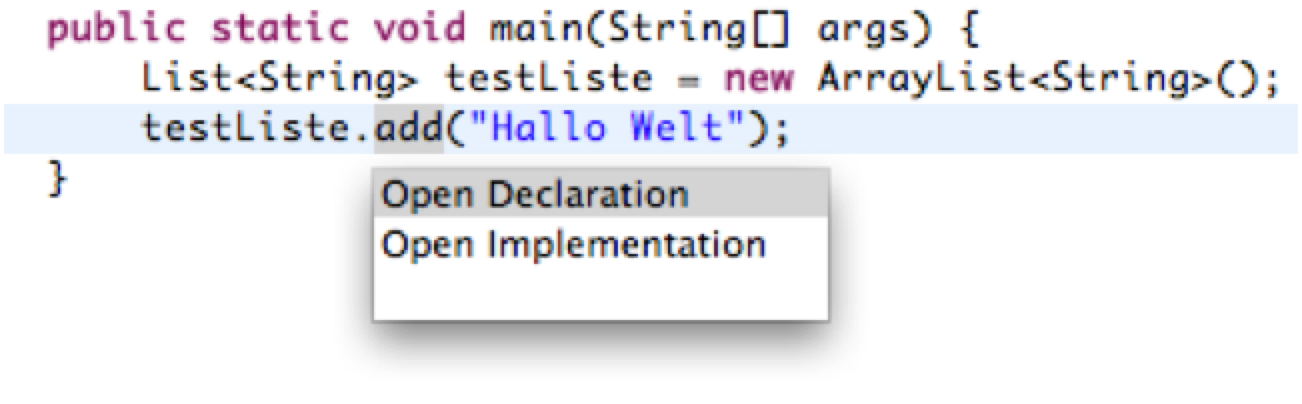 Open Declartion in Eclipse Editor