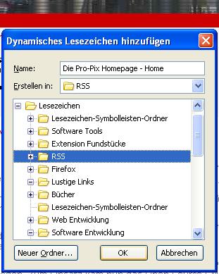 Dynamischen Lesezeichens Anlegen des Dynamischen Lesezeichens