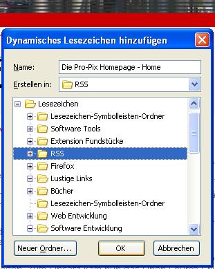  Anlegen des Dynamischen Lesezeichens