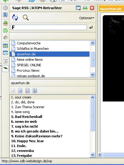  Sage eine RSS Erweiterung für Firefox, bietet einen Menge an weitern RSS Feature als der Browser selbst.